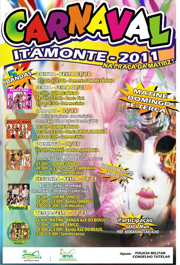 Programa&ccedil;&atilde;o do carnaval 2011 em Itamonte