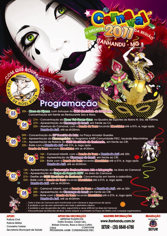 Programa&ccedil;&atilde;o do Carnaval 2011 em Itanhandu