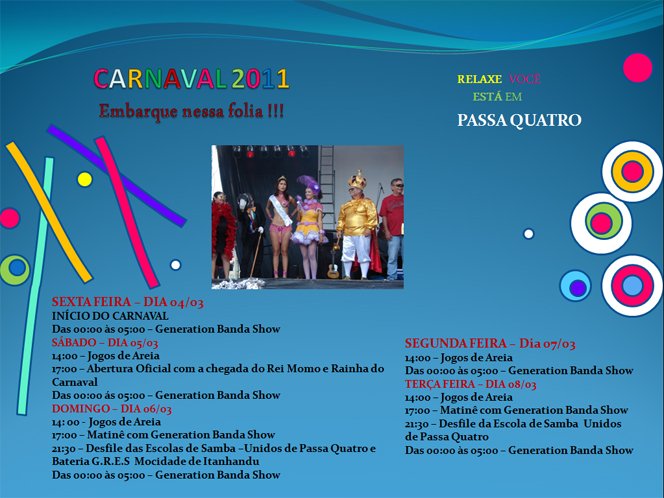 Programa&ccedil;&atilde;o do carnaval 2011 em Passa Quatro