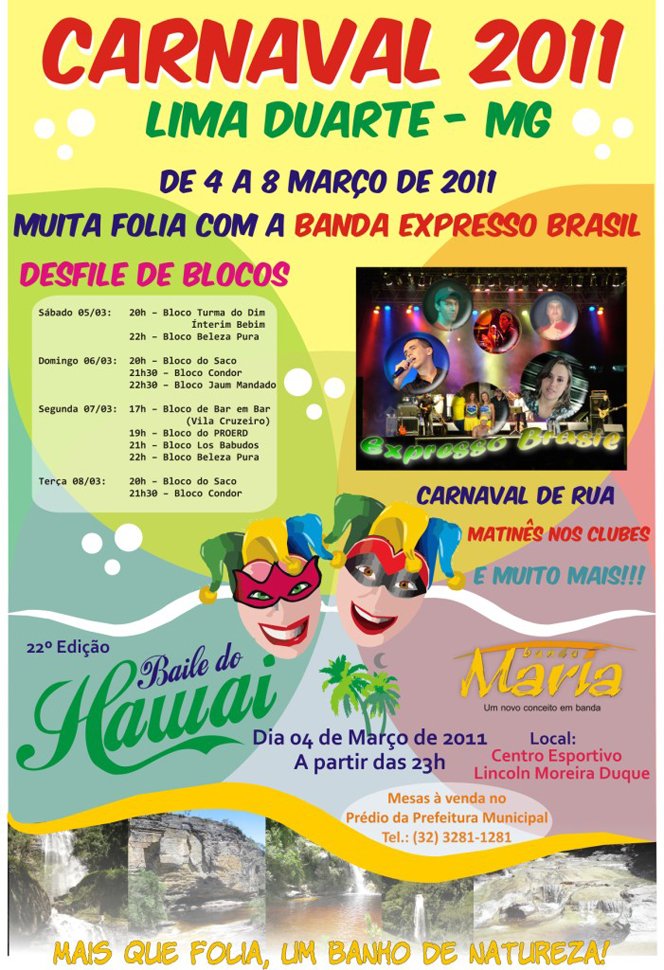 Programa&ccedil;&atilde;o do carnaval 2011 em Lima Duarte