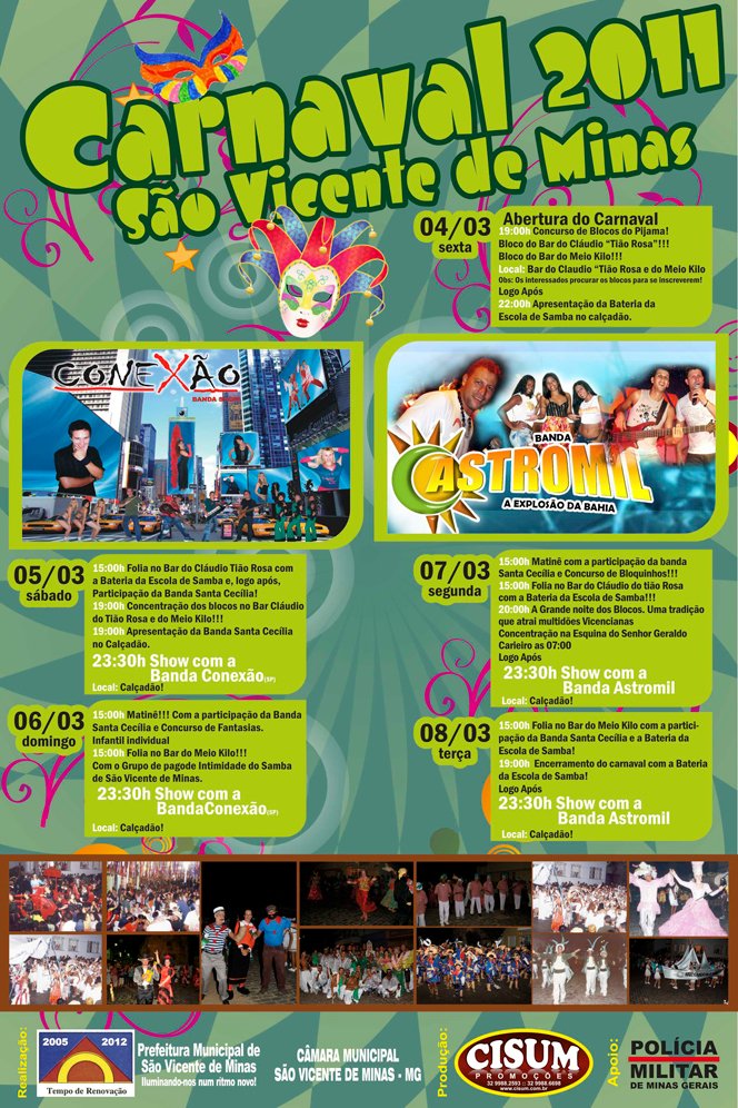 Programa&ccedil;&atilde;o do carnaval 2011 em S&atilde;o Vicente de Minas